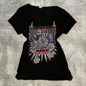 Y2k bedazzled black biker tee